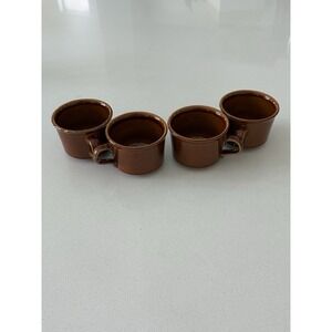 Vintage Taylor ‎ USA Ceramic Coffee Mugs Brown Glaze 8oz. Set Of 4
